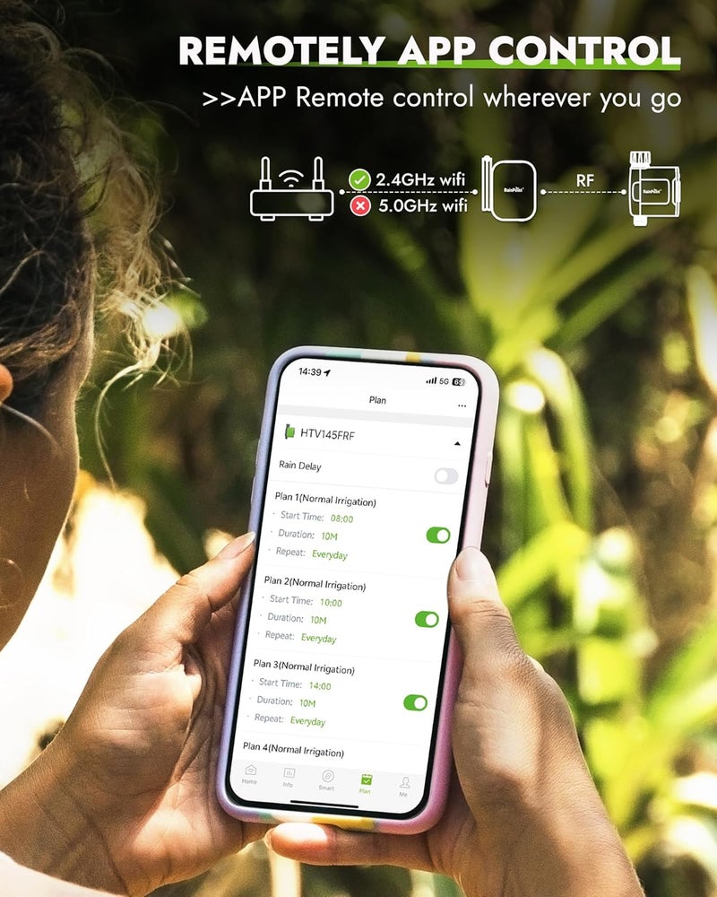 RAINPOINT WiFi Water Timer for Garden Hose, WiFi Sprinkler Controller, Smart Hose Timer Valve, Automatic Drip Irrigation System/Rain Delay for Garden/Lawn/Yard (Brass Inlet, No Gateway) - Image 3